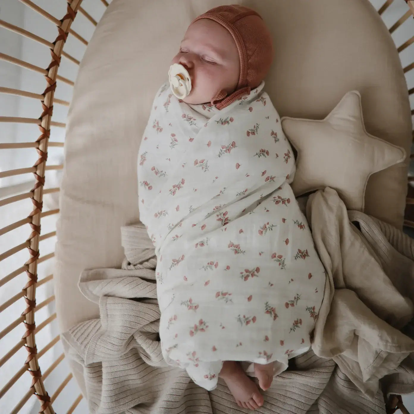 Muslin Swaddles Blanket Pink Flower