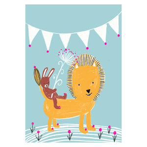 Löwe mit Hase Postkarte