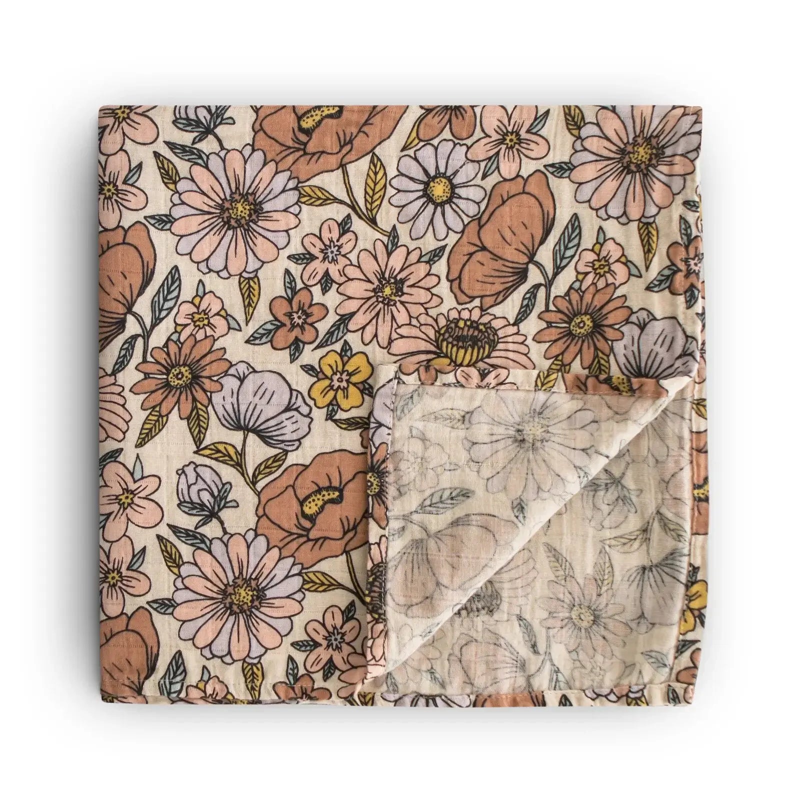 Muslin Swaddles Blanket Retro Flower