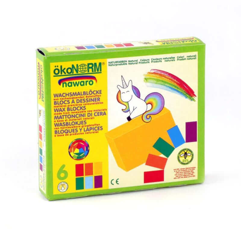 Molemin - natürlich Kind | Wachsmalblöcke nawaro Einhorn Norman, 6 Farben | von ökoNorm