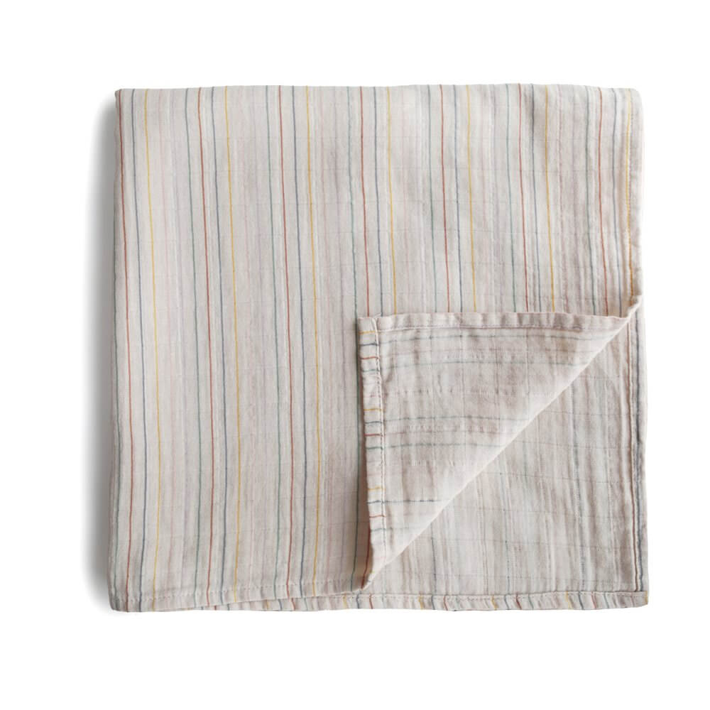 Molemin | Muslin Swaddles Blanket Retro Stripes | von Mushie